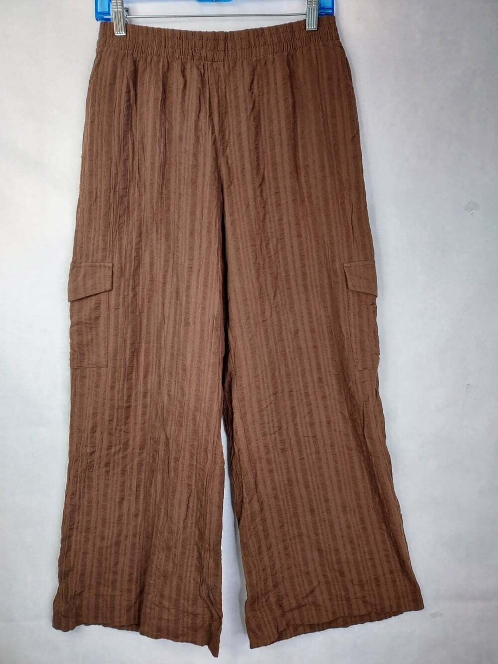 Rhythm. Wide Leg Cargo Pants Women's 6 Pull On 100% Cotton Boho Lagenlook Hippie